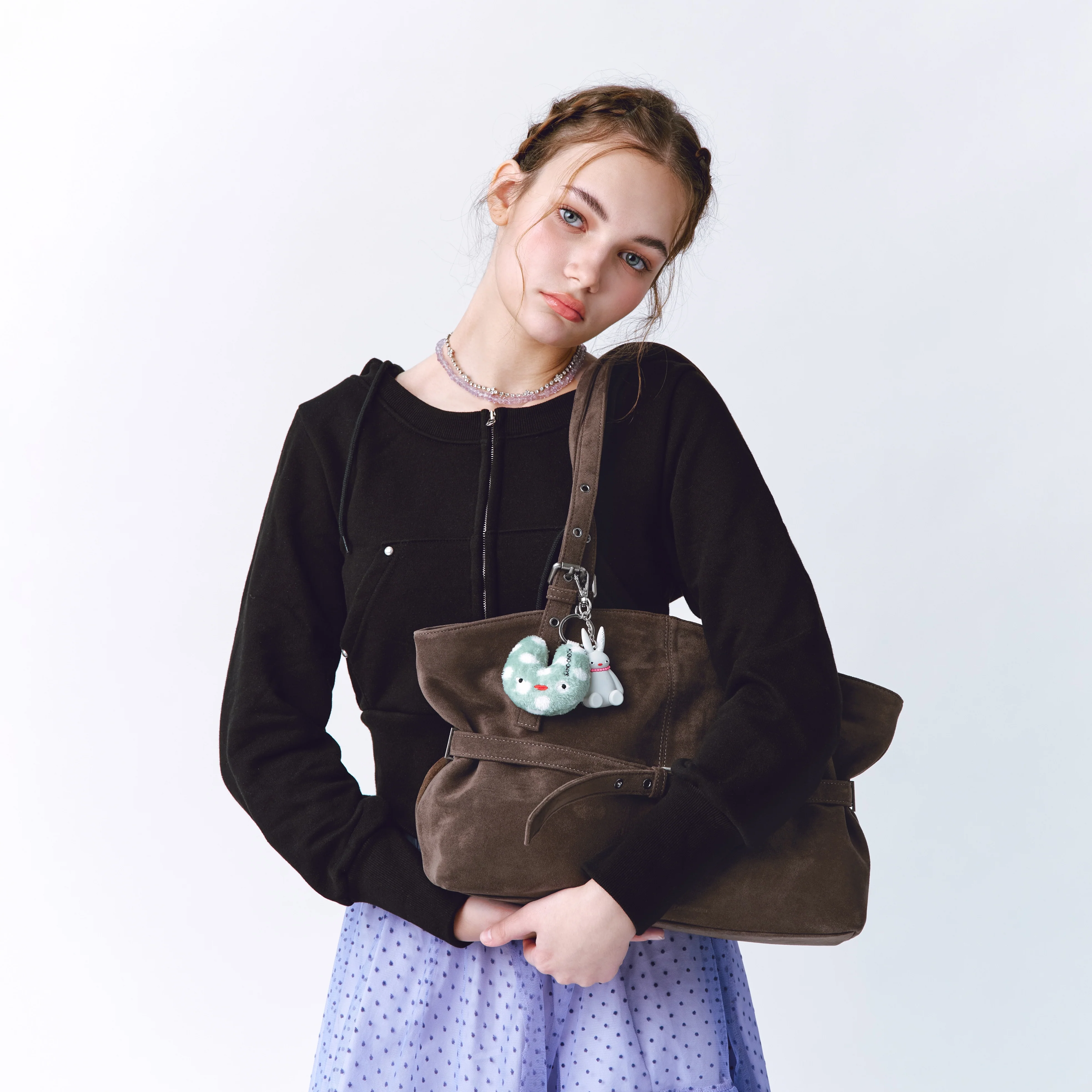 le belt bag L suede khaki gray - Image 5