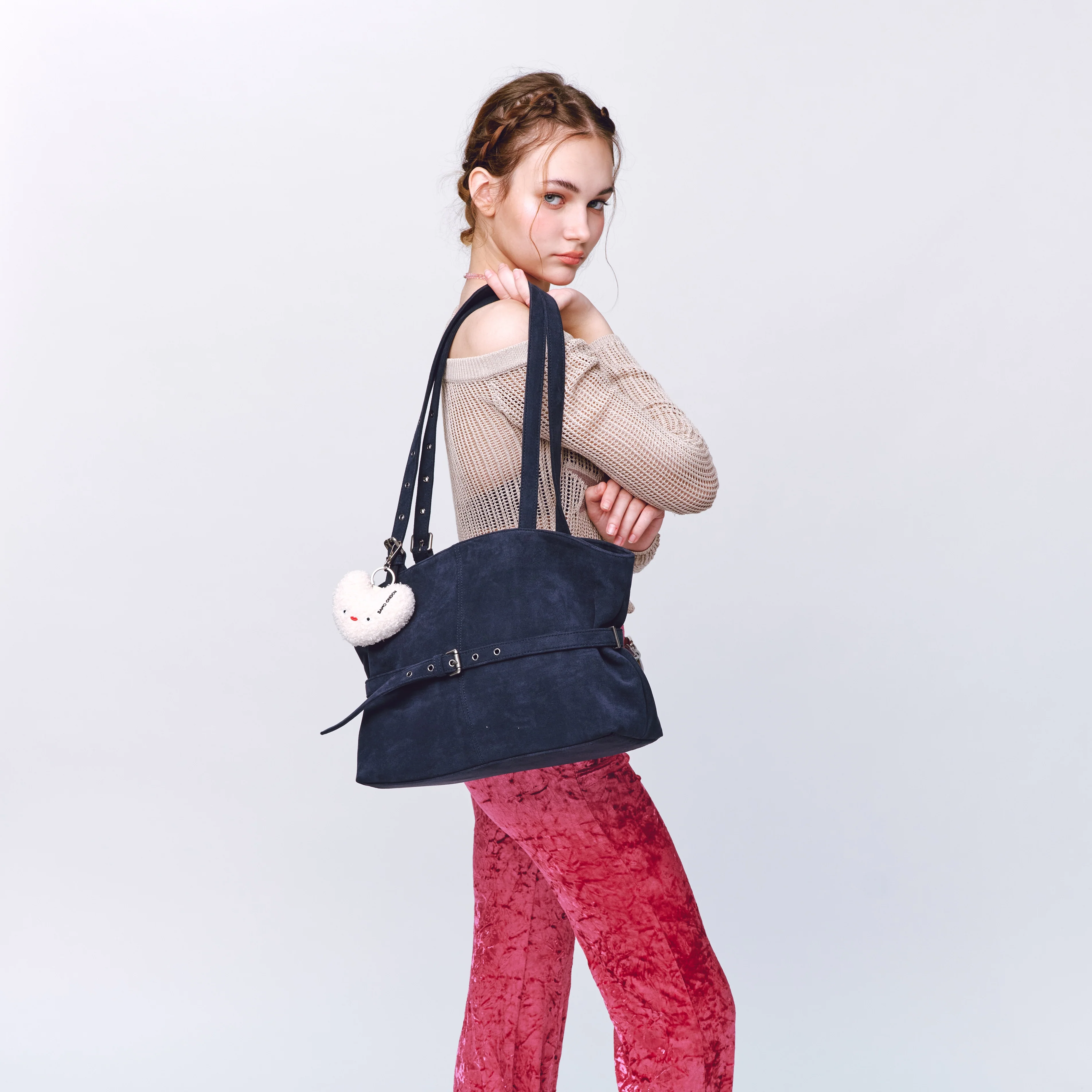 le belt bag L suede navy - Image 7