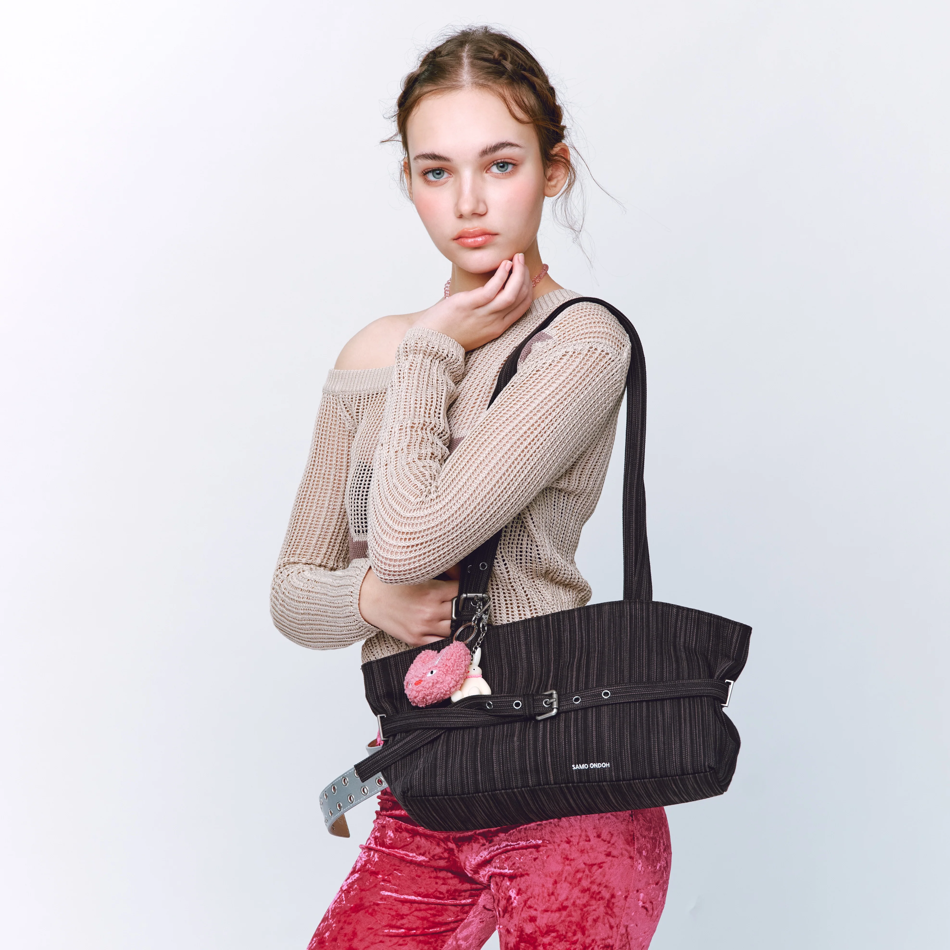 le belt bag M stripe black - Image 6