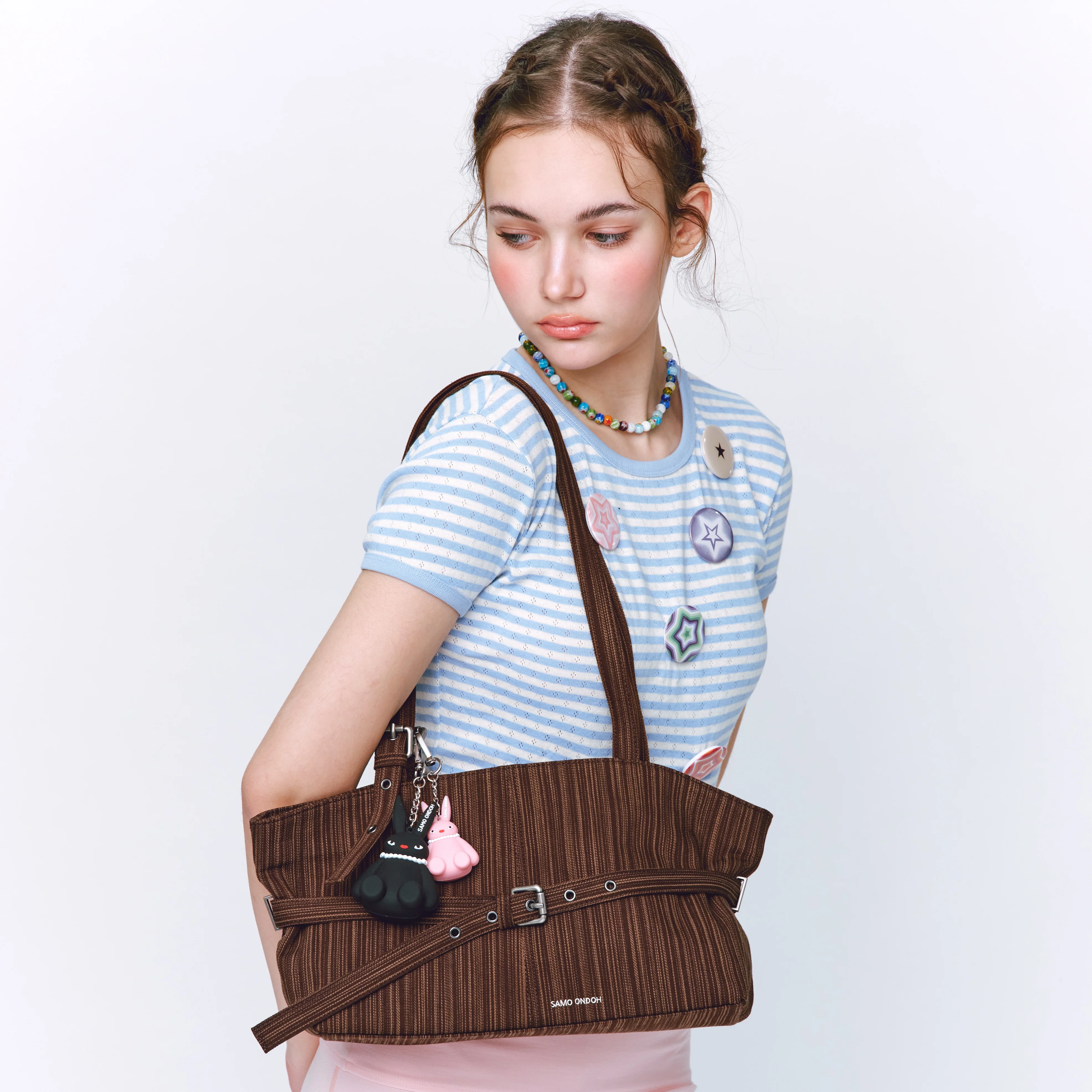 le belt bag M stripe brown - Image 5