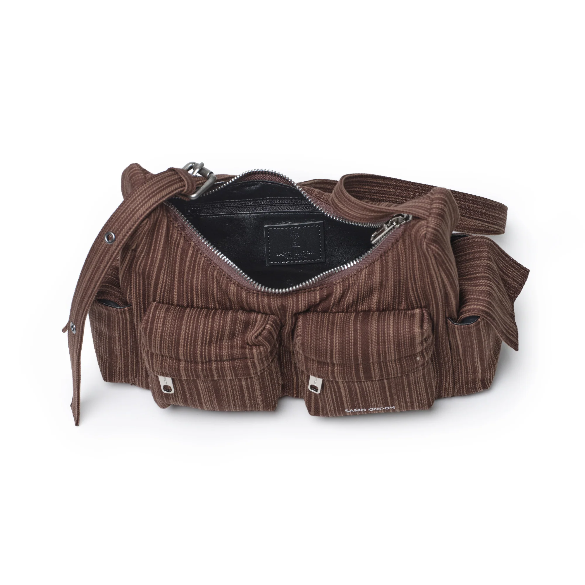 pocket mug bag M stripe brown - Image 4