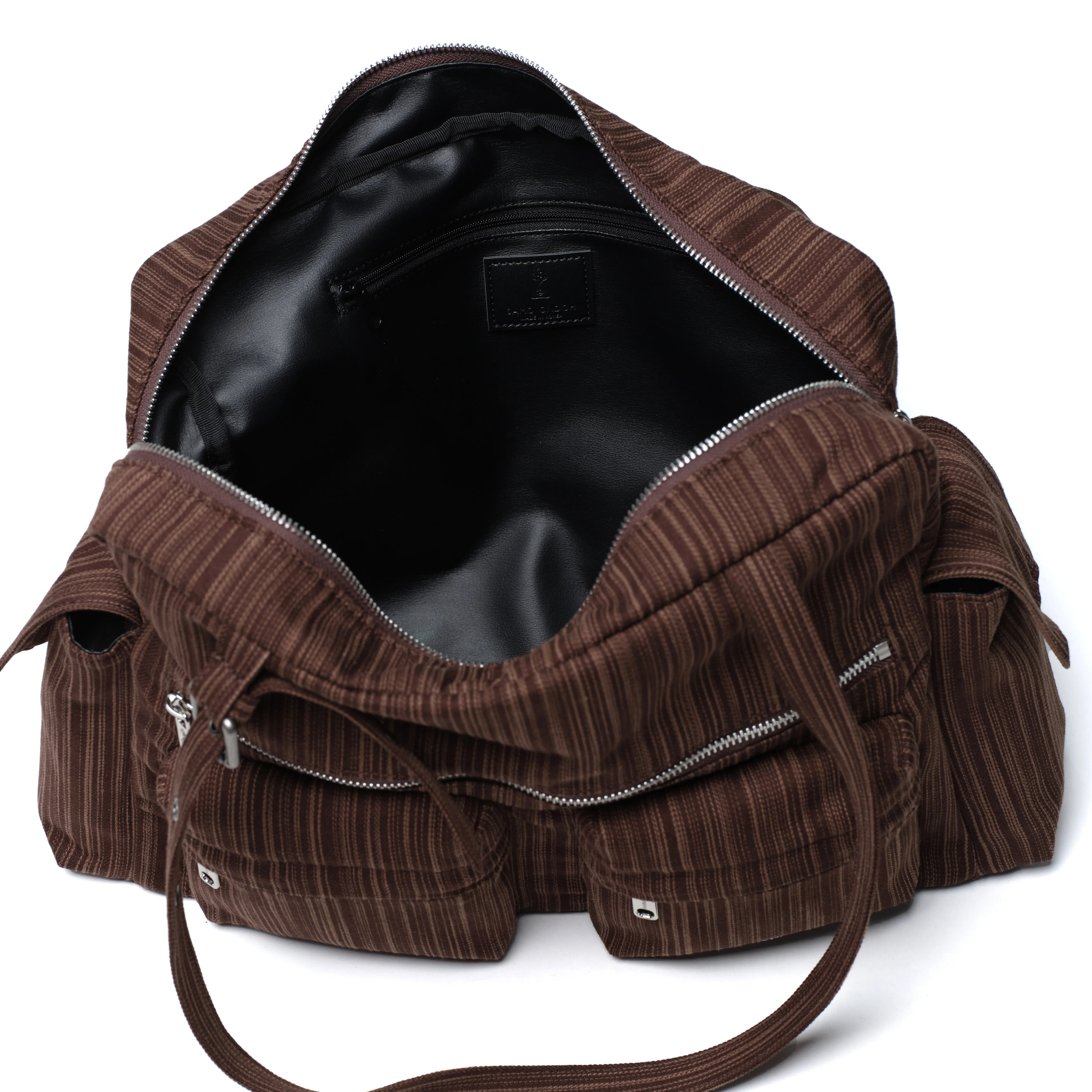 pocket utility bag L stripe brown - Image 4