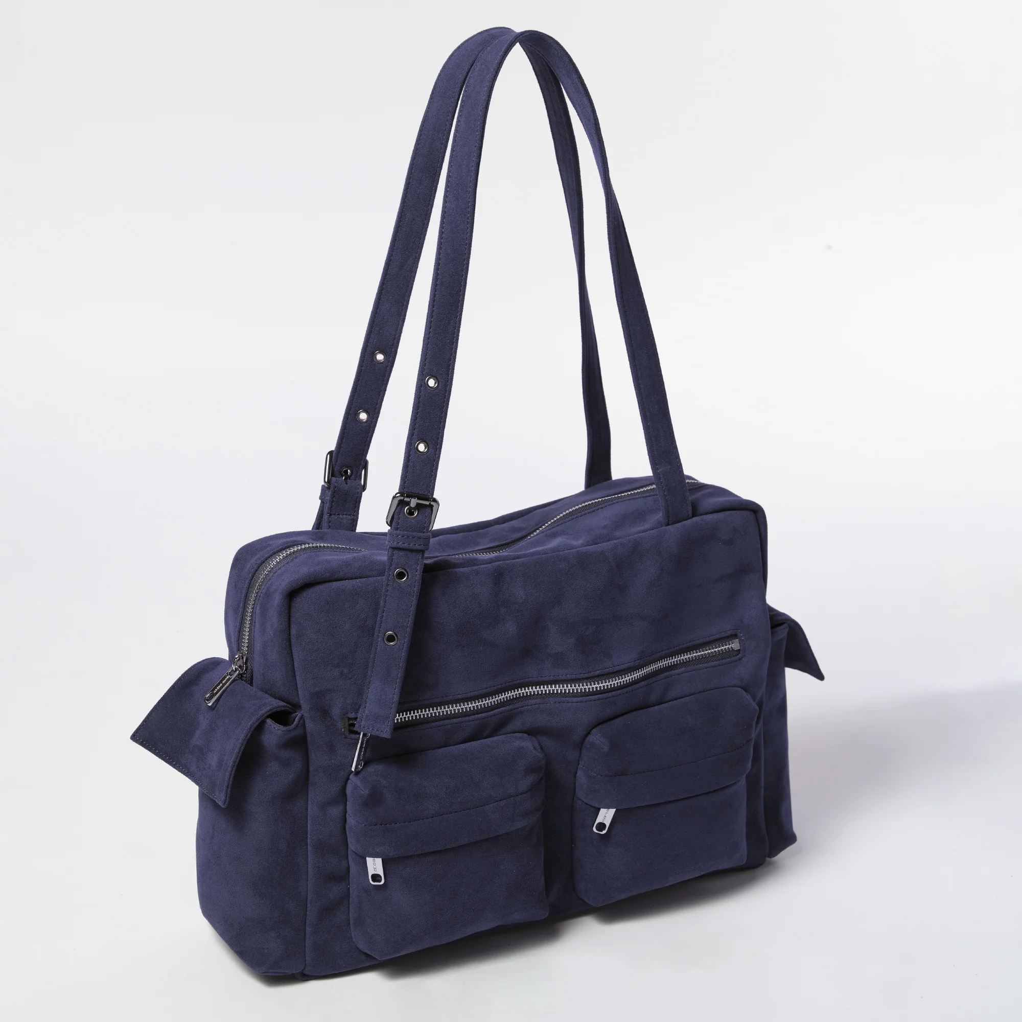 pocket utility bag L suede navy - Image 2