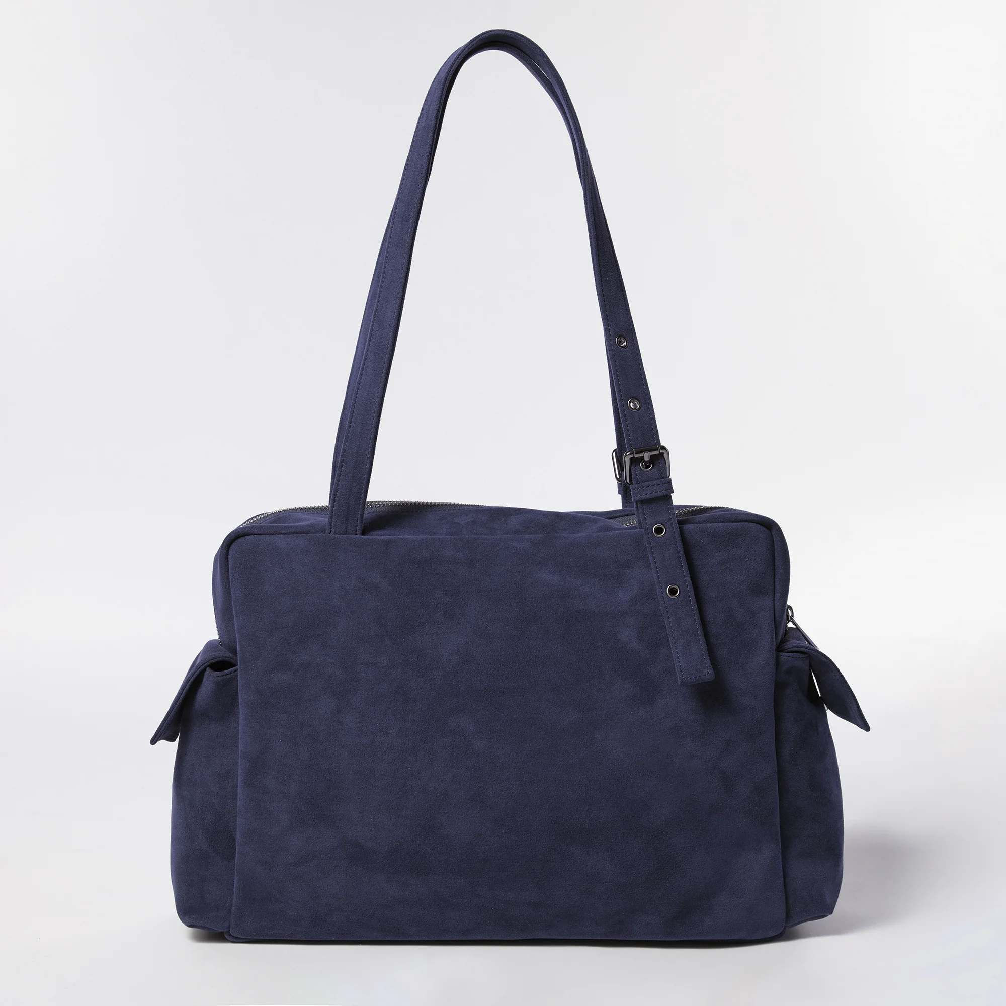 pocket utility bag L suede navy - Image 3