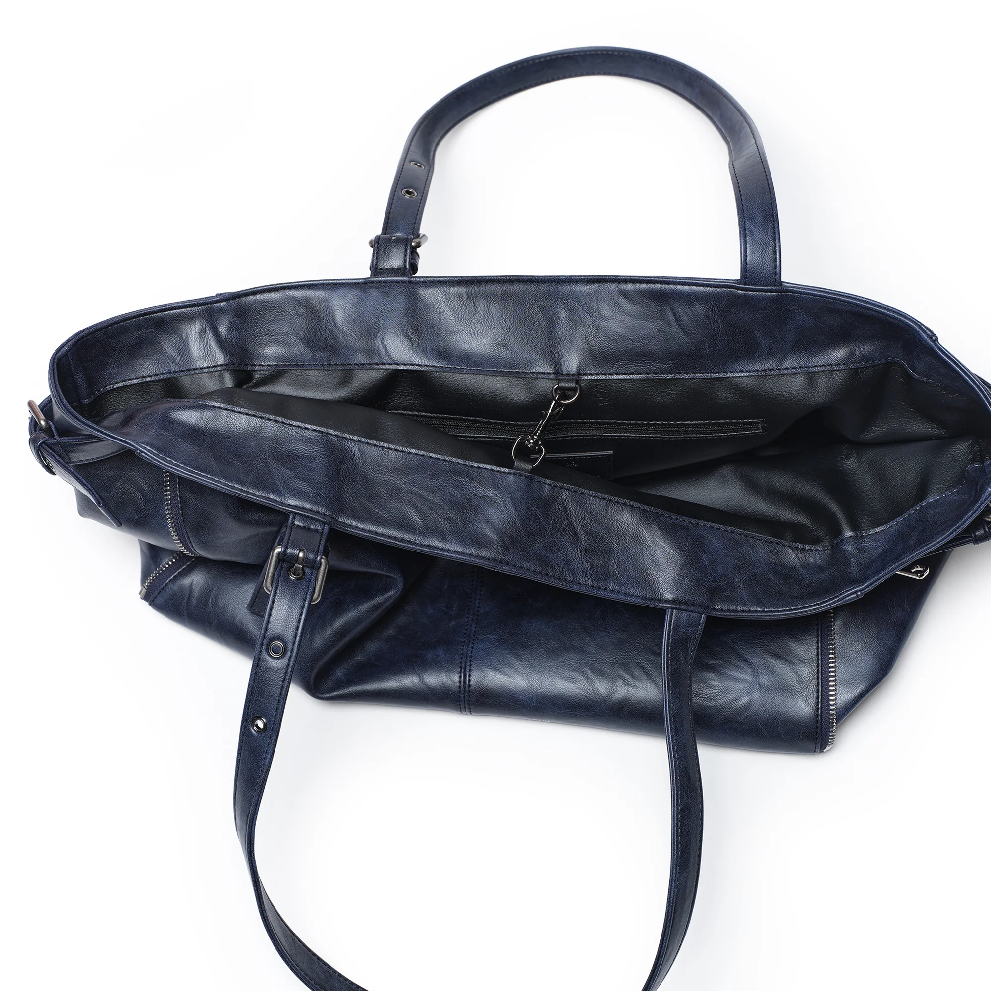 zipper shopper bag L baked navy - Image 5