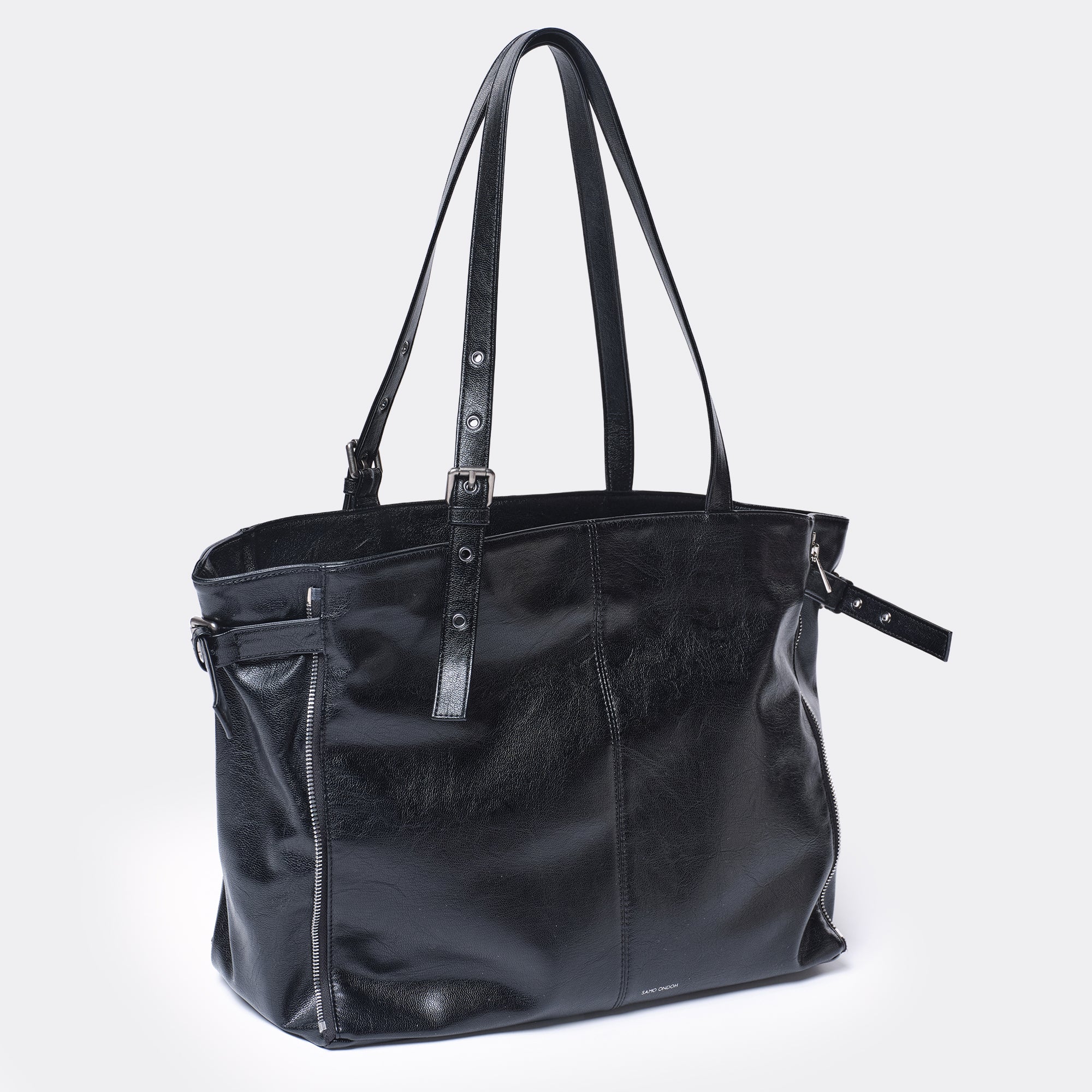 zipper shopper bag L goat black - Image 4