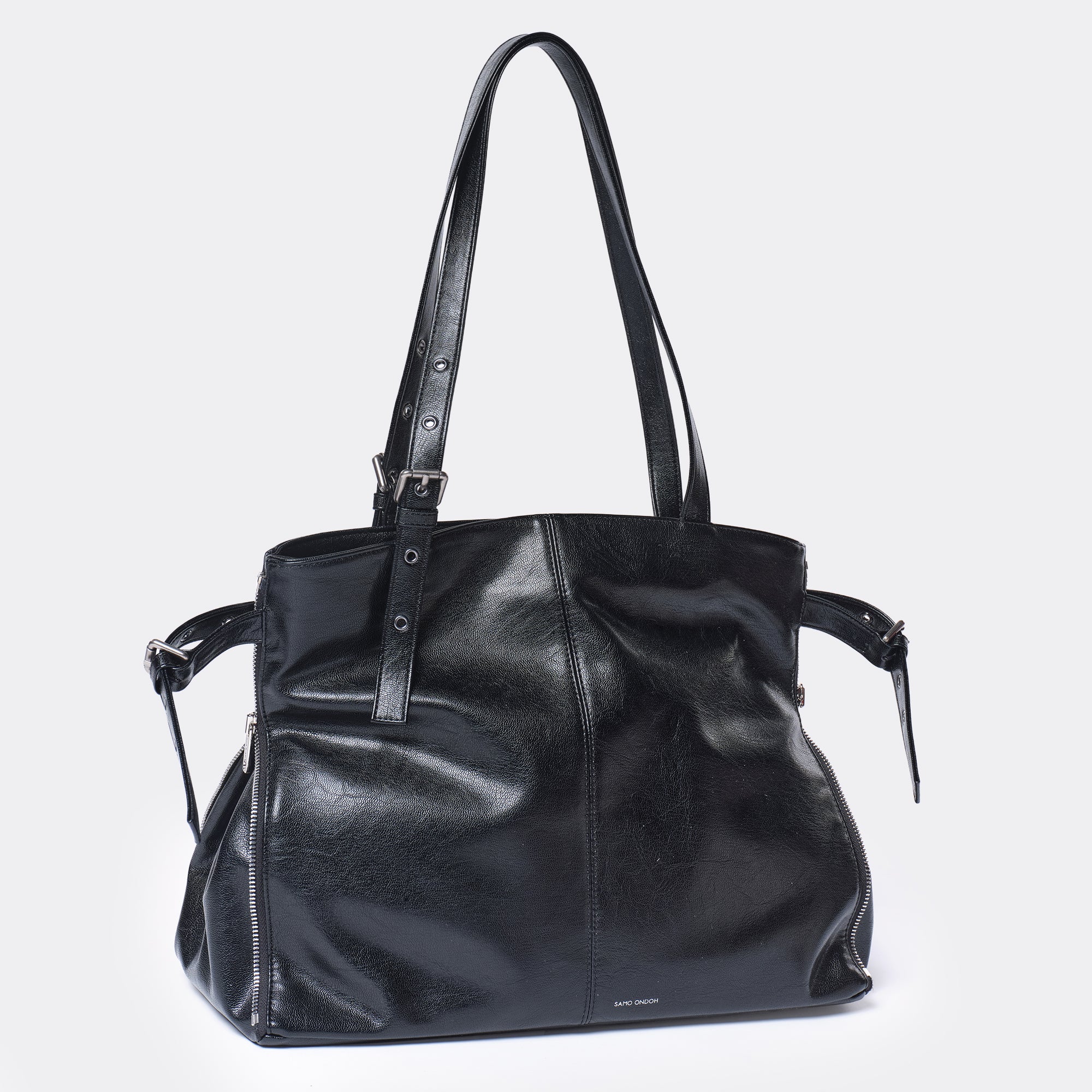zipper shopper bag L goat black - Image 5