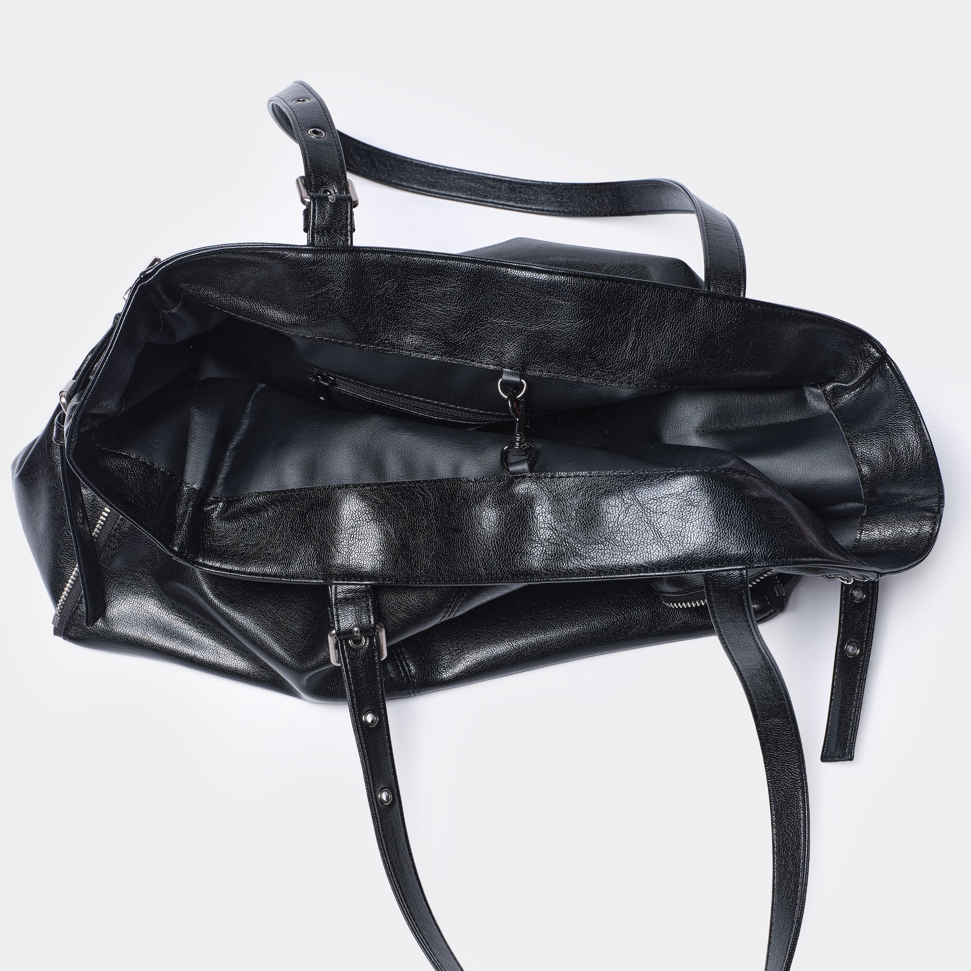 zipper shopper bag L goat black - Image 6