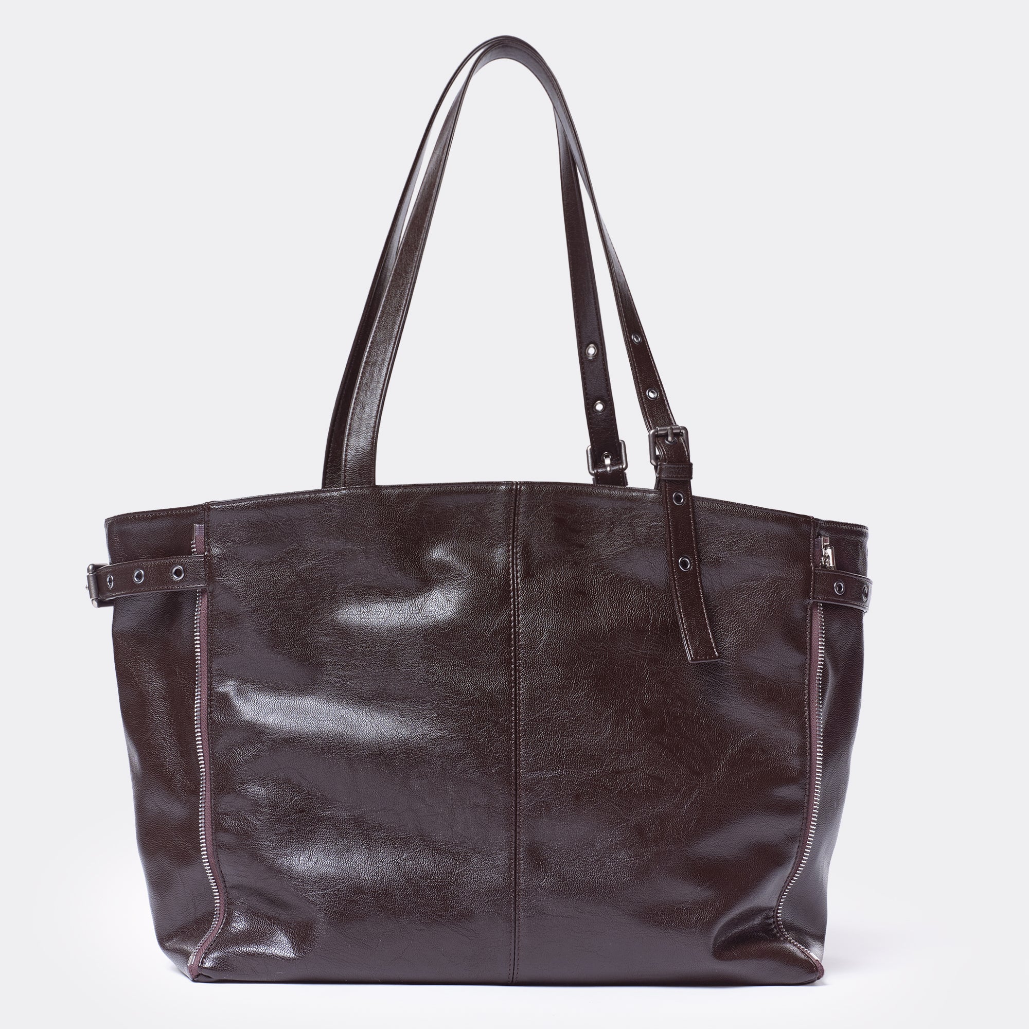 zipper shopper bag L goat chocolate - Image 3