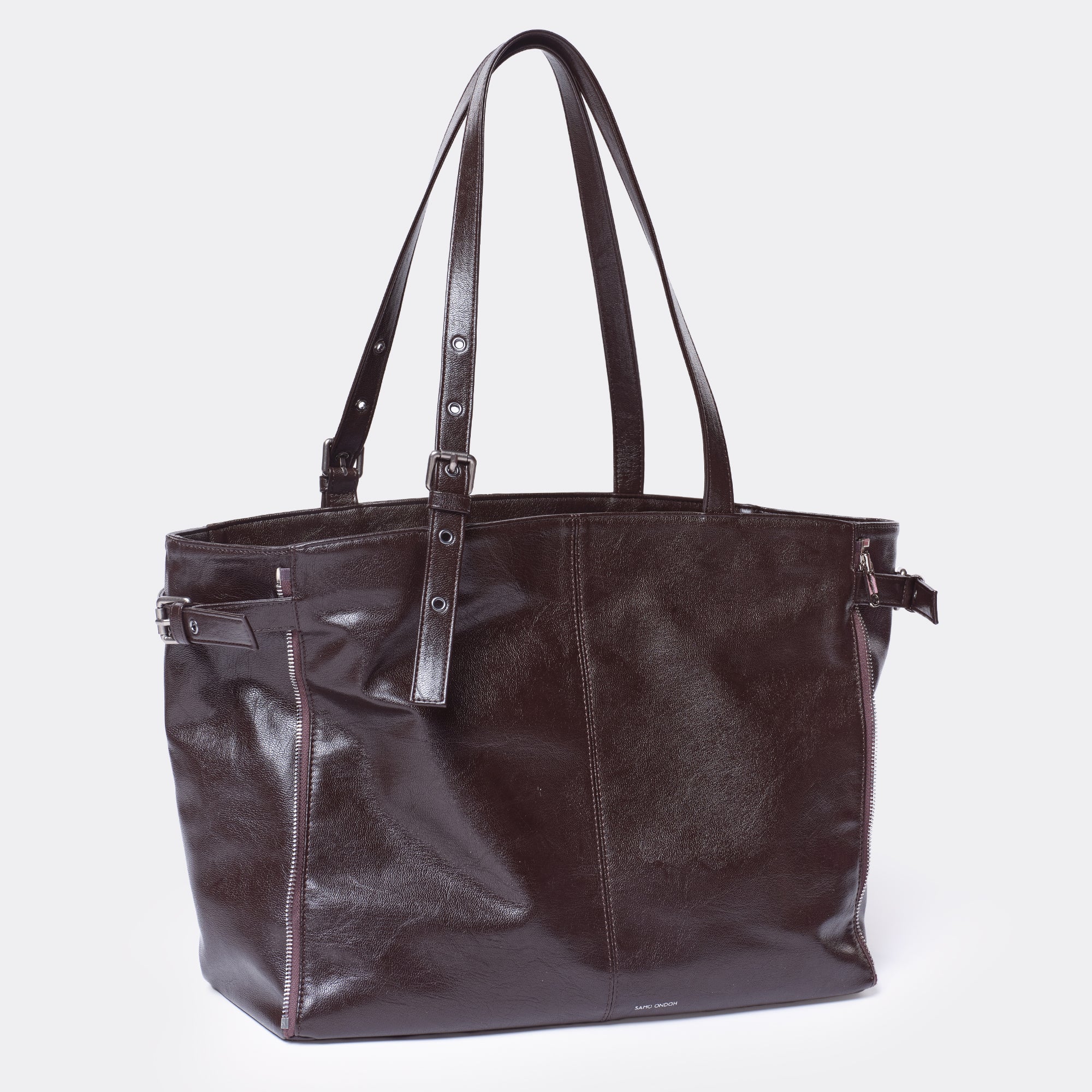 zipper shopper bag L goat chocolate - Image 4