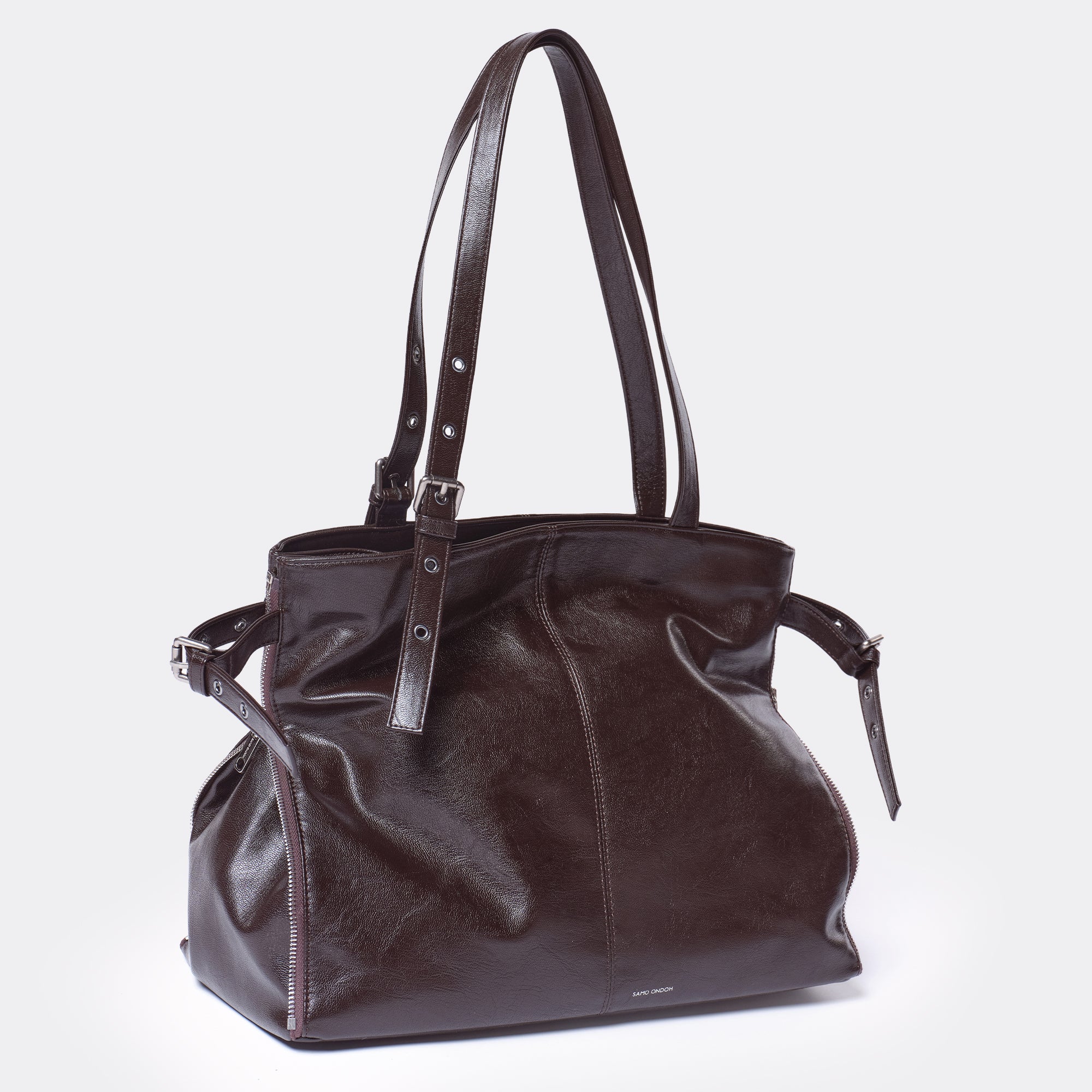 zipper shopper bag L goat chocolate - Image 5
