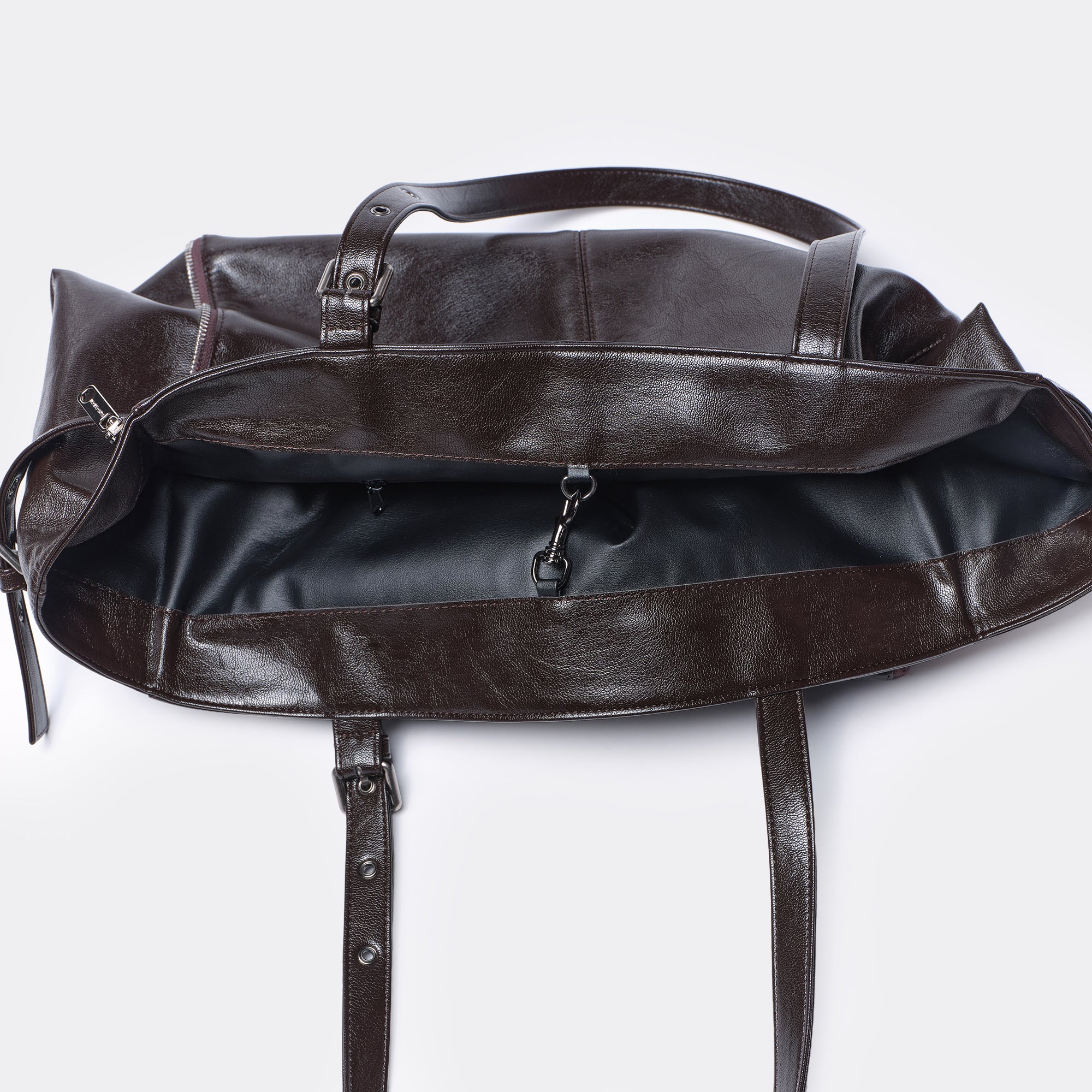 zipper shopper bag L goat chocolate - Image 6