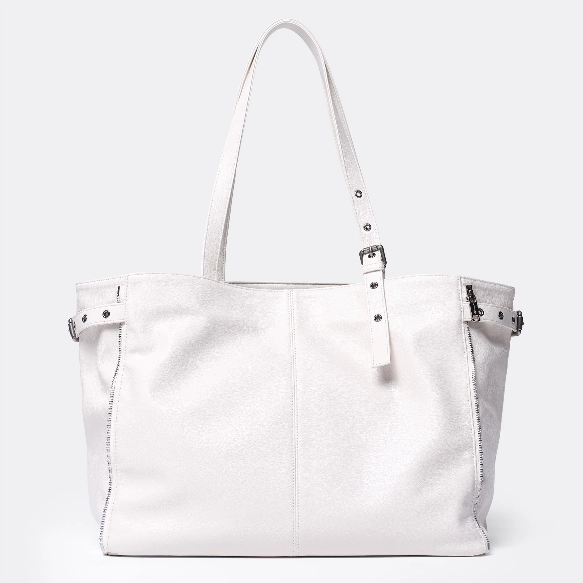 zipper shopper bag L goat cream - Image 4