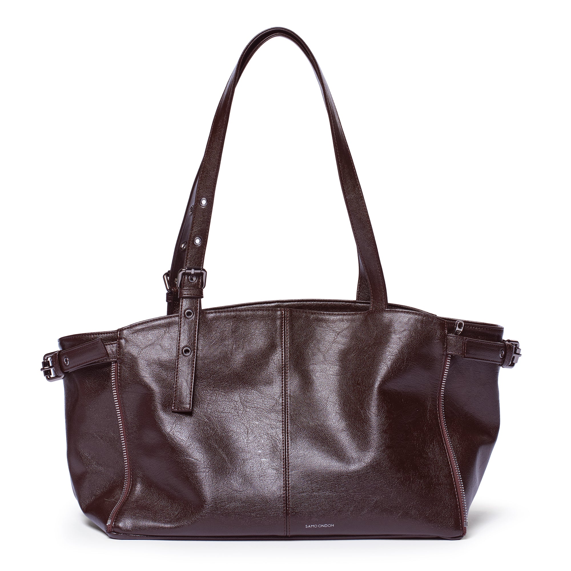 zipper shopper bag M goat chocolate - Image 2