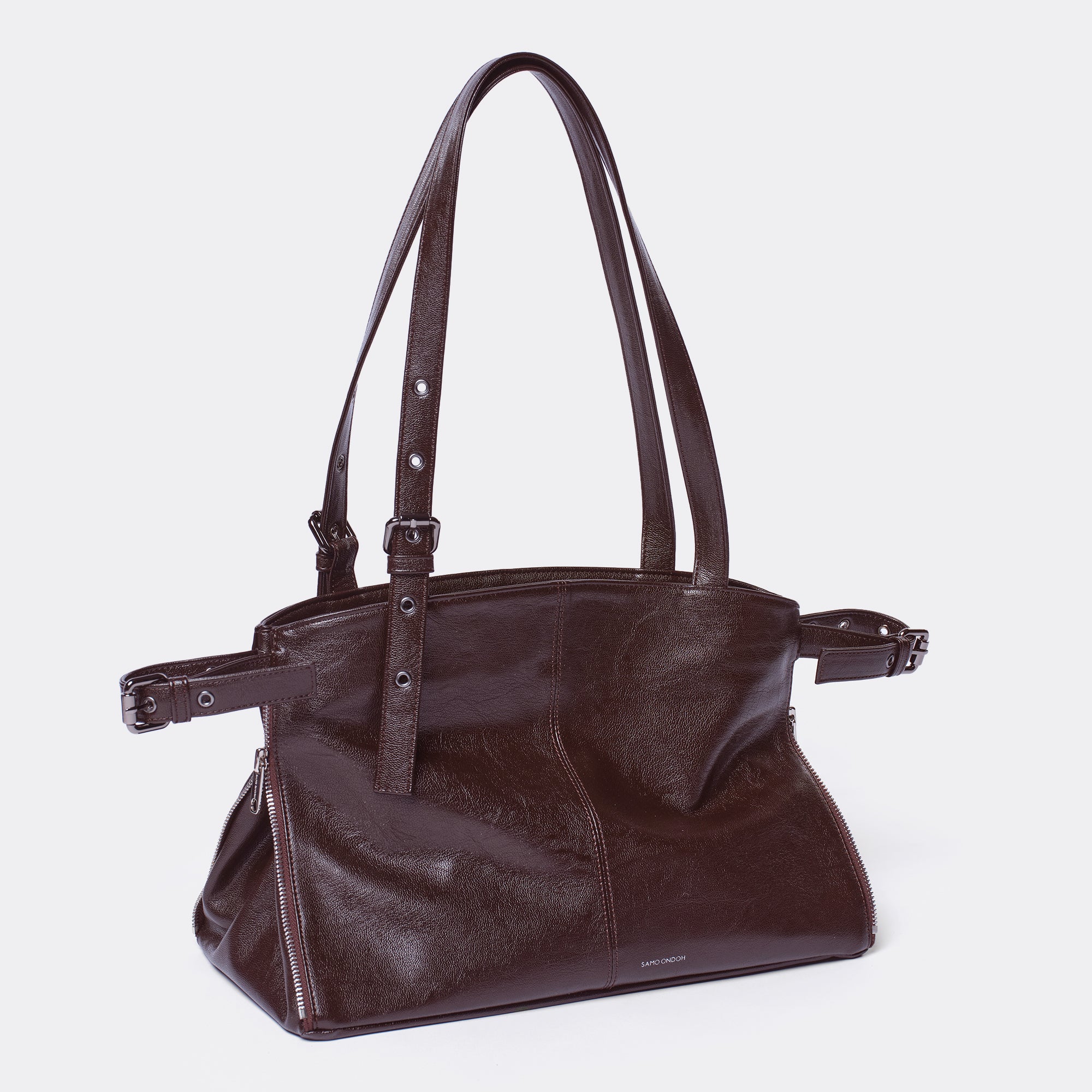zipper shopper bag M goat chocolate - Image 3