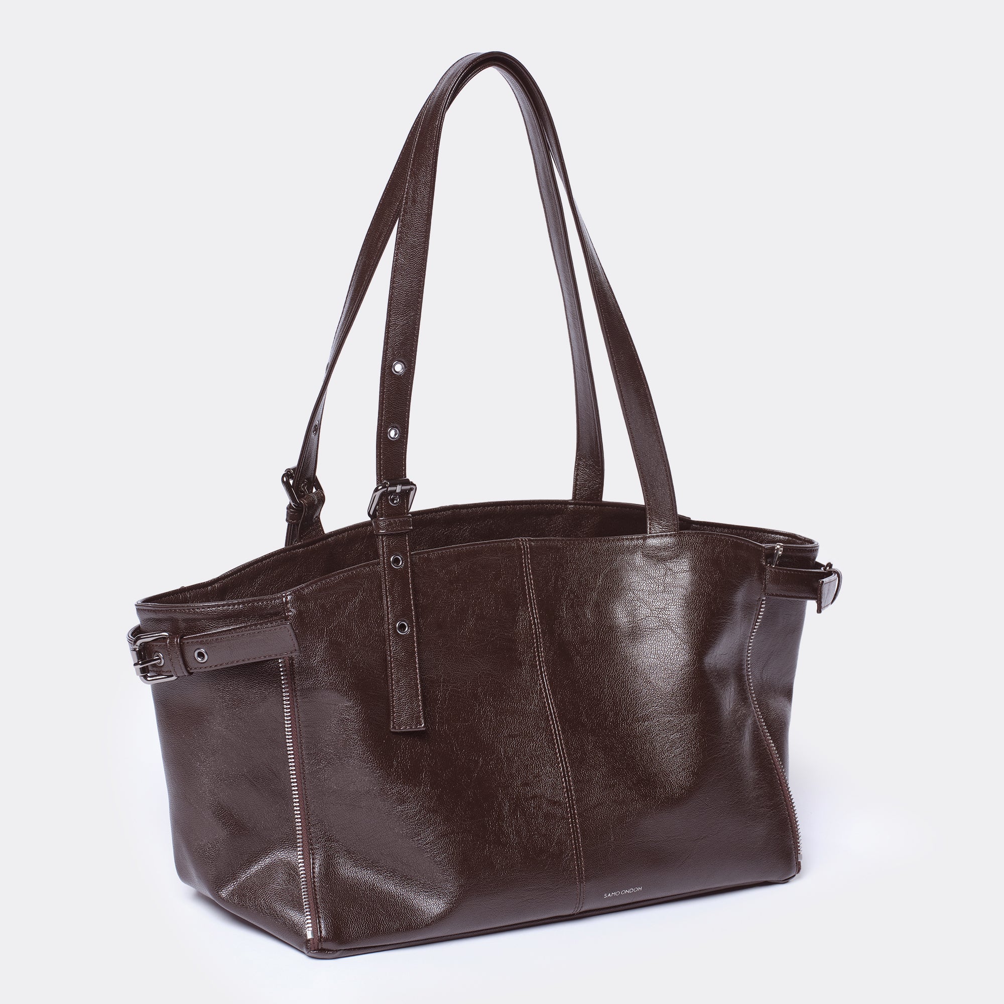 zipper shopper bag M goat chocolate - Image 4