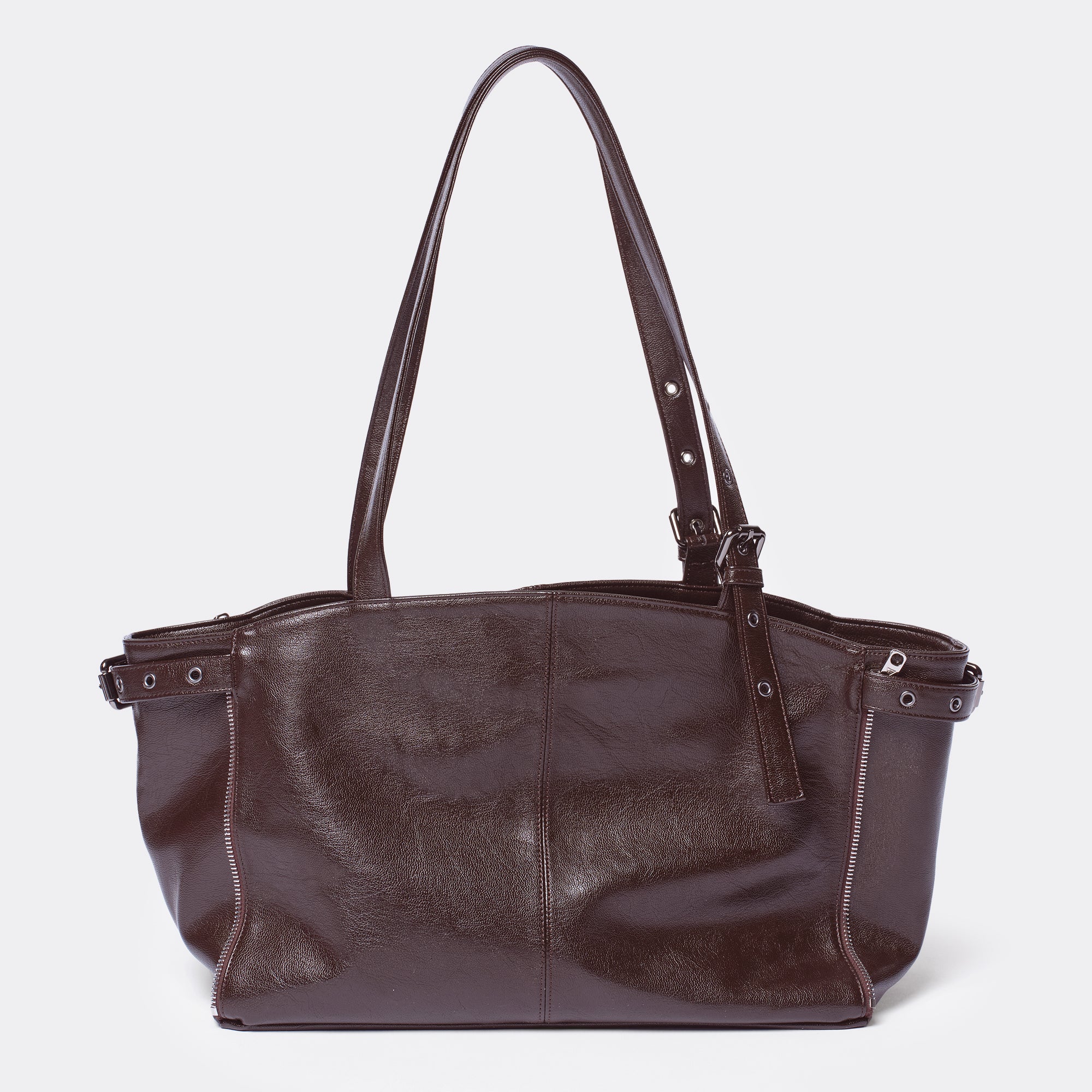 zipper shopper bag M goat chocolate - Image 5
